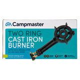 Campmaster 200mm Double Cast Iron Gas Ring Burner with QCC Regulator